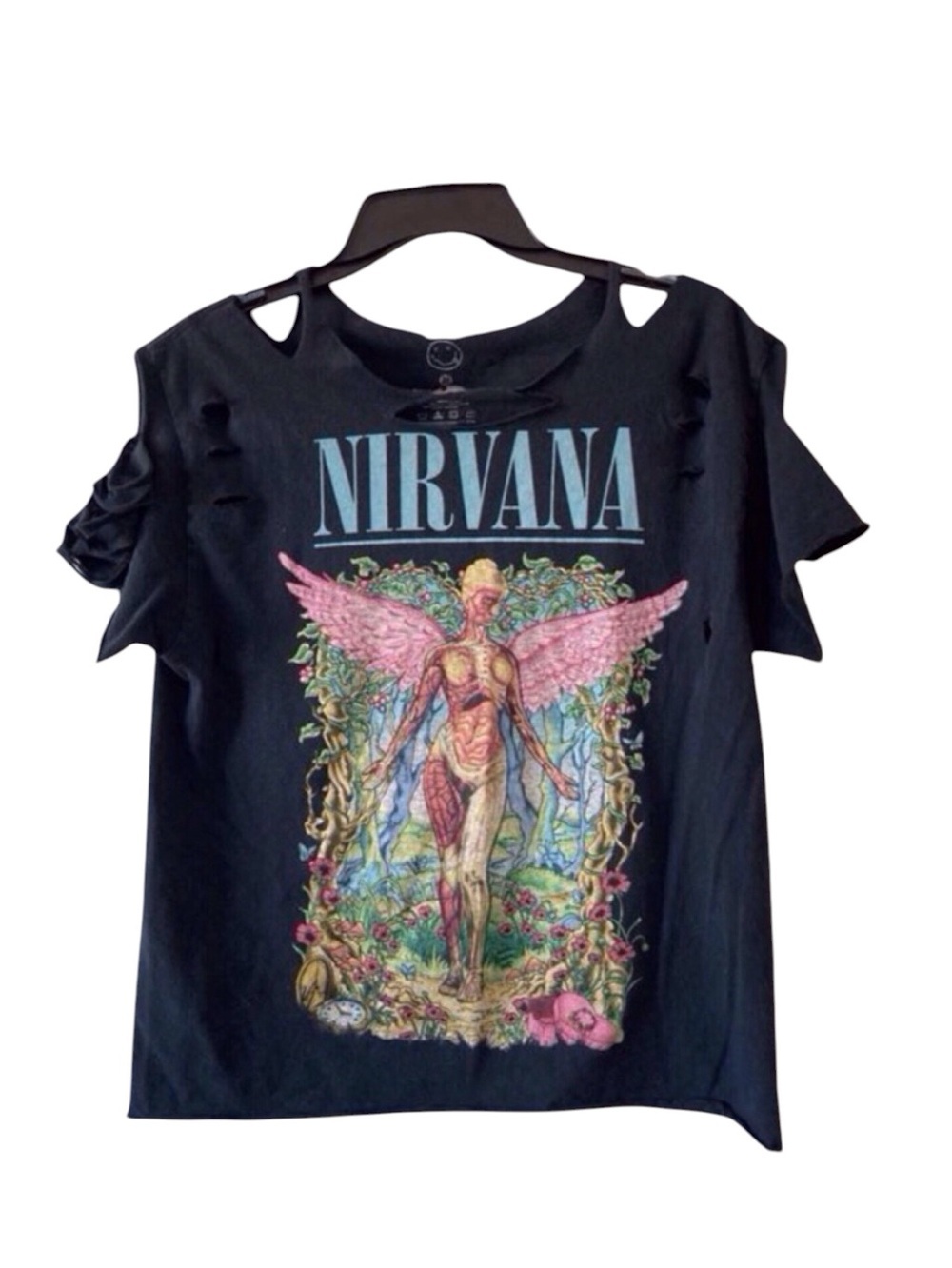 Nirvana In Utero Distressed Tee M | Reworked Grunge Band Shirt Graphic Y2K